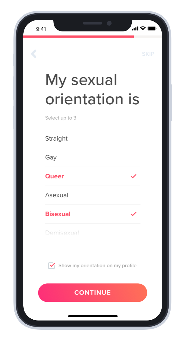 Tinder sexuality options